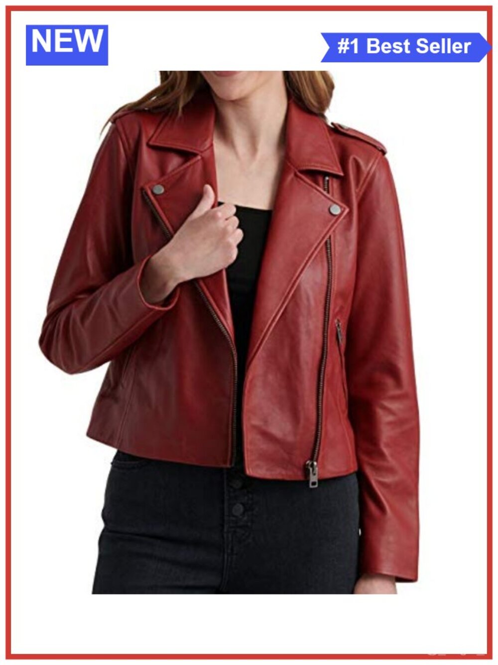 Long Sleeve Notched Lapel Leather Moto Jacket